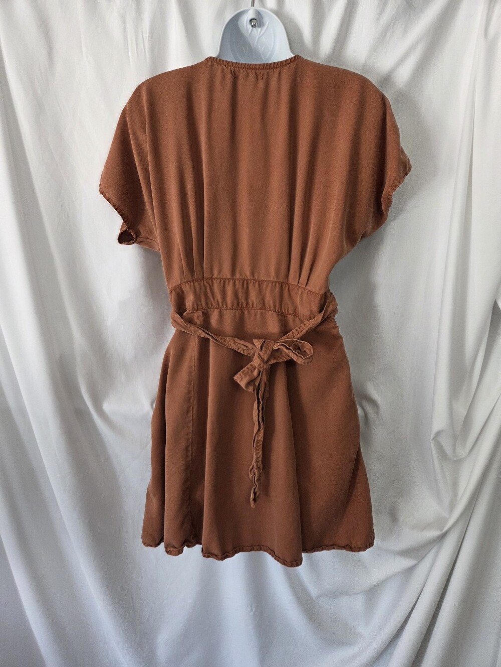 Rust Button-Front Short Sleeve Dress - Picture 4 of 6